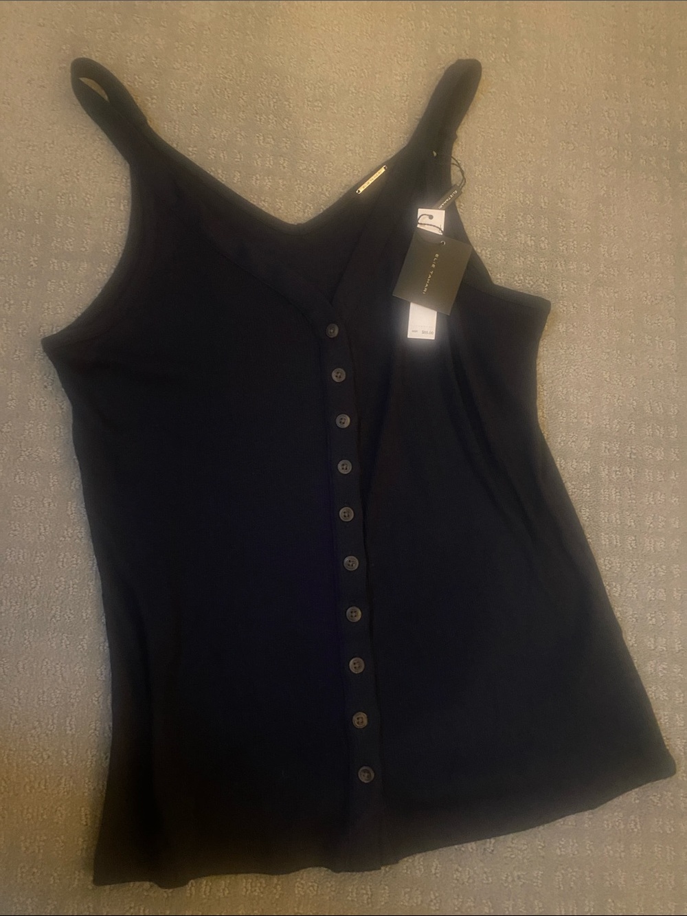 NWT Elie Tahari Black Button-Front Camisole